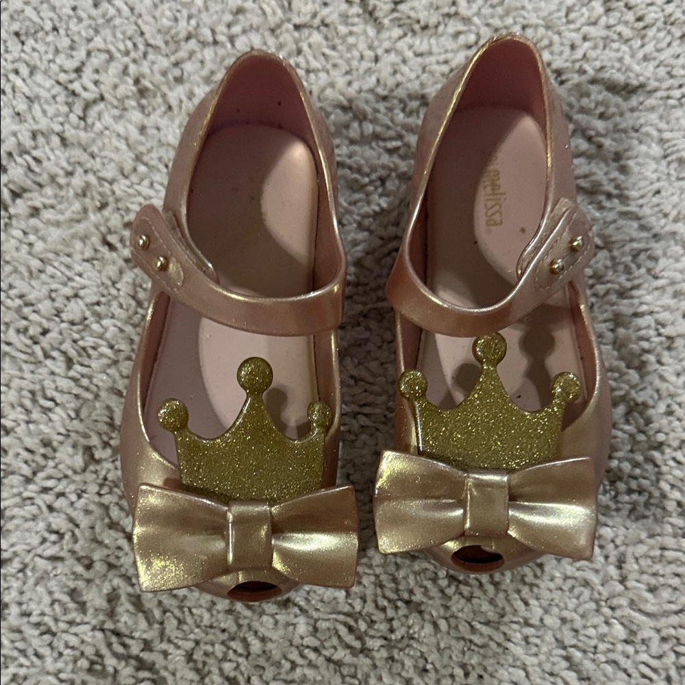 Mini Melissa Gold Crown Kids Shoes